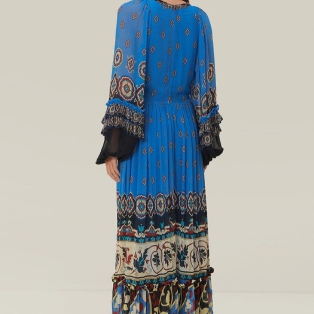 FARM Rio Blue Patterned Long Sleeve Dress - Picture 2 of 15